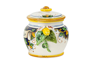 Tall round biscuit jar and cover