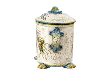 Tall round biscuit jar and cover
